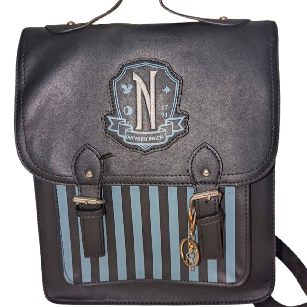 Wednesday The Addams Family Mini Backpack Nevermore Academy Quote the Raven Poe